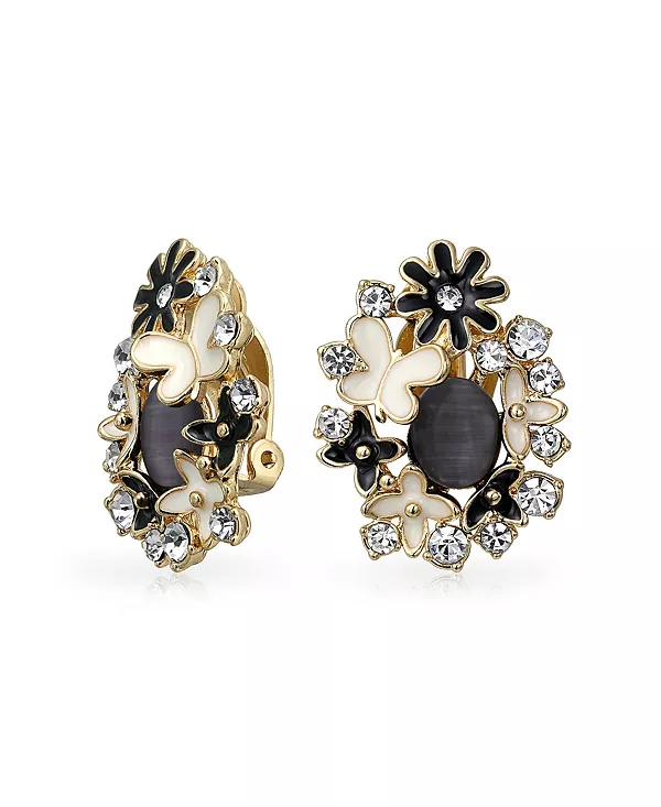 

Серьги-Клипсы в виде пуговиц зеленого, розового, черного цветов, для непроколотых ушей Bling Jewelry, black