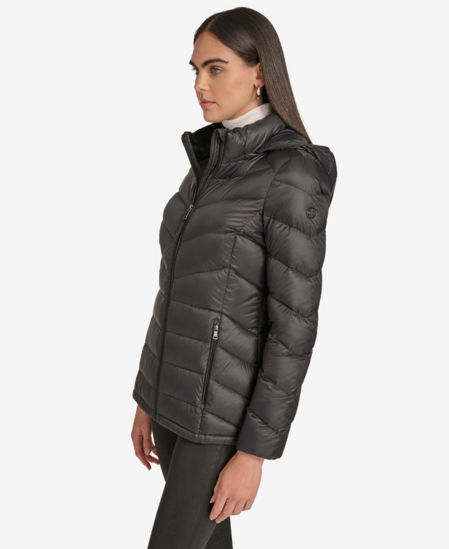 Женская короткая пуховая куртка с воротником из искусственного меха Calvin Klein, Black — фото 2