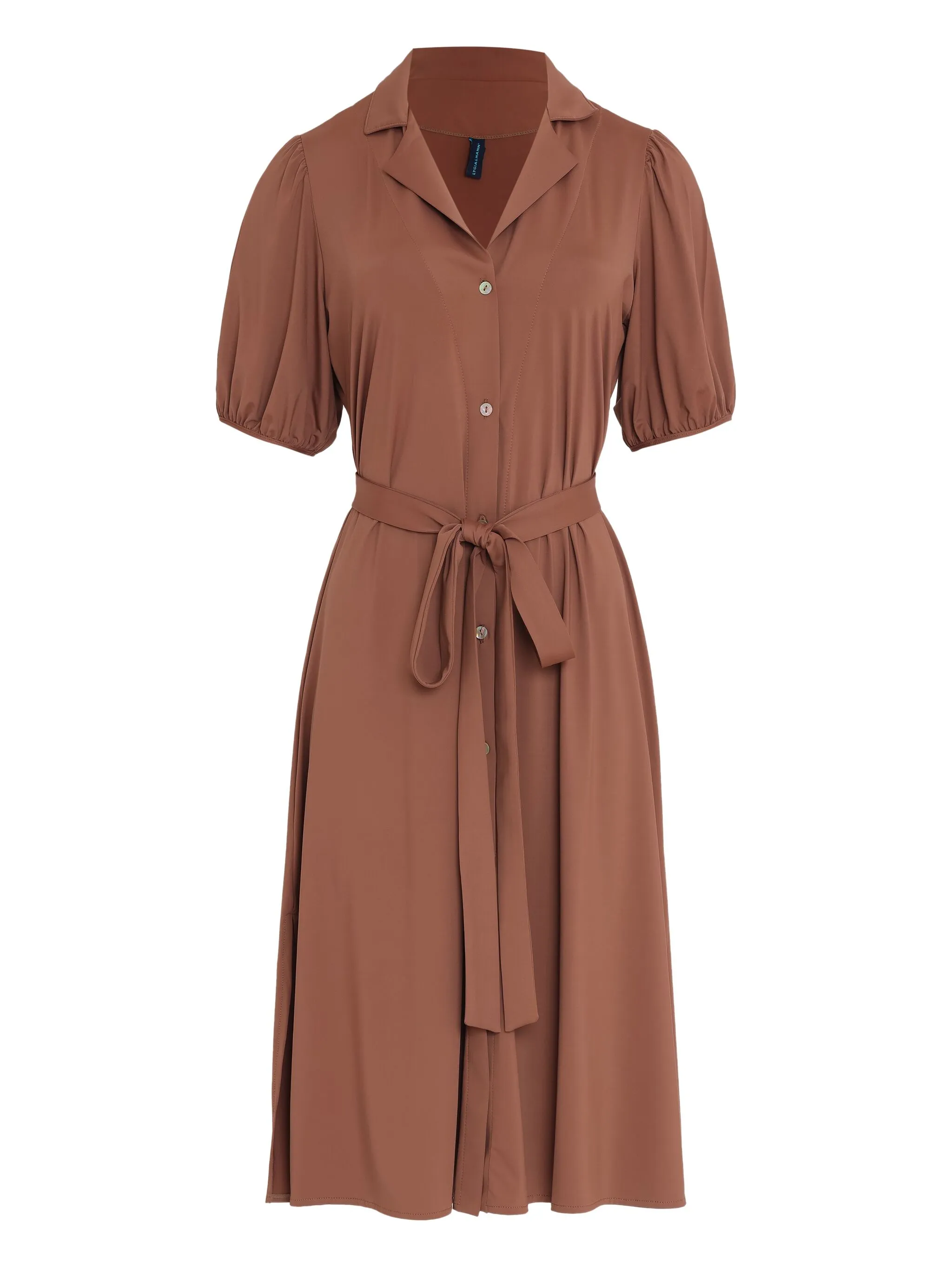 

Платье с объемными рукавами и поясом Lygia & Nanny, коричневый