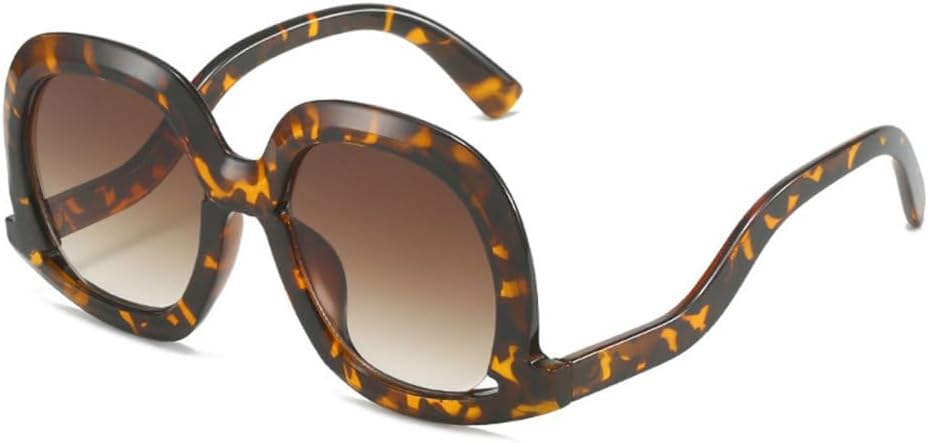 

Модные уникальные овальные солнцезащитные очки для женщин, яркие градиентные очки с леопардовым принтом, защита от УФ-излучения UV400 для мужчин, стильные полые солнцезащитные очки TYUVIVO, Leopard Tea Gradient