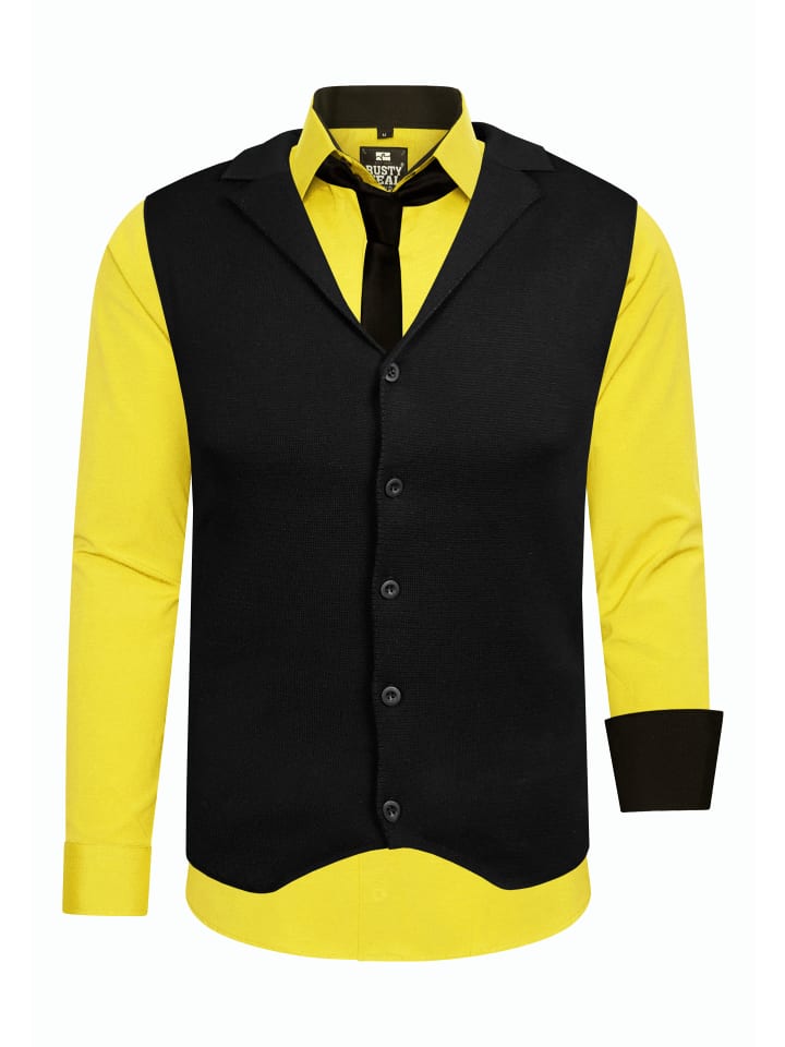 

Рубашка с жилетом и галстуком, комплект из 3 предметов, желтый Rusty Neal