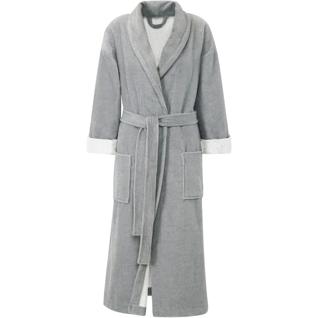 

Унисекс халат Турин, идеально для сауны и СПА, гостиничный халат, утренний халат 1 шт., для женщин и мужчин, с поясом и двумя накладными карманами, длинный Gözze, серебристый