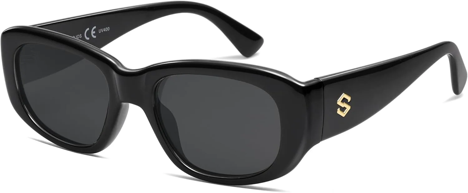 

Солнцезащитные очки SOJOS Retro Large Rectangle Polarized Sunglasses для женщин и мужчин, винтажная массивная оправа, 80-е и 90-е годы, большие очки SJ2374, Black