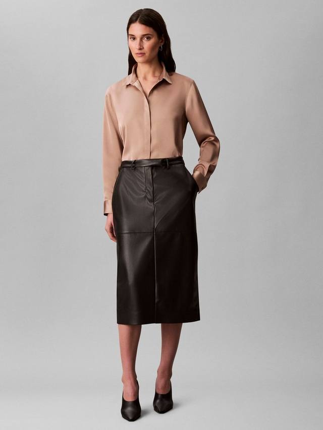 

Юбка миди из искусственной кожи Calvin Klein, Black