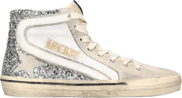 Кроссовки Golden Goose Wmns Slide Sneaker 'Silver White Marble', серебряный