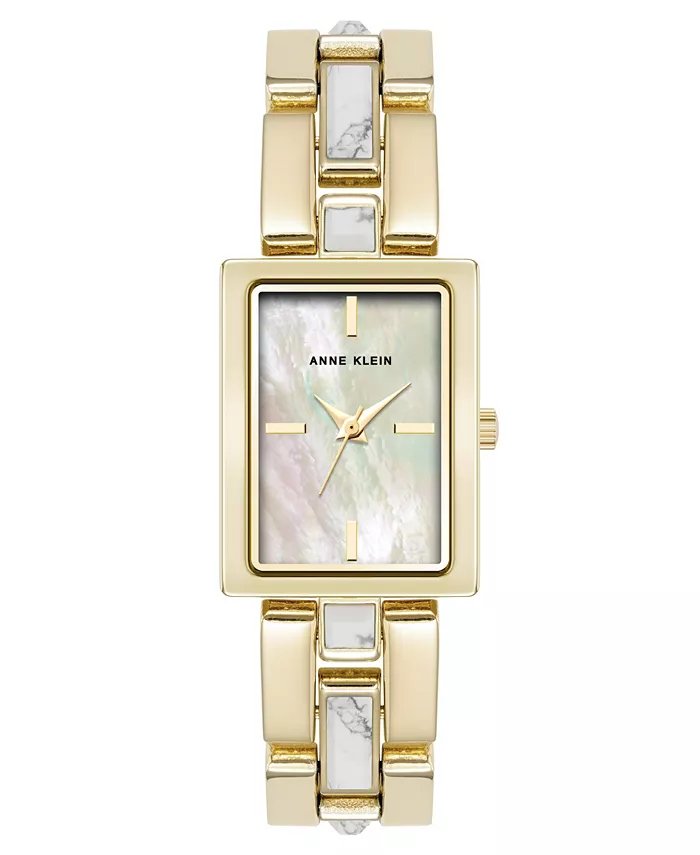 

Женские часы-браслет Quartz How Lite с полудрагоценными камнями и металлическим сплавом золотого оттенка, 21 мм Anne Klein