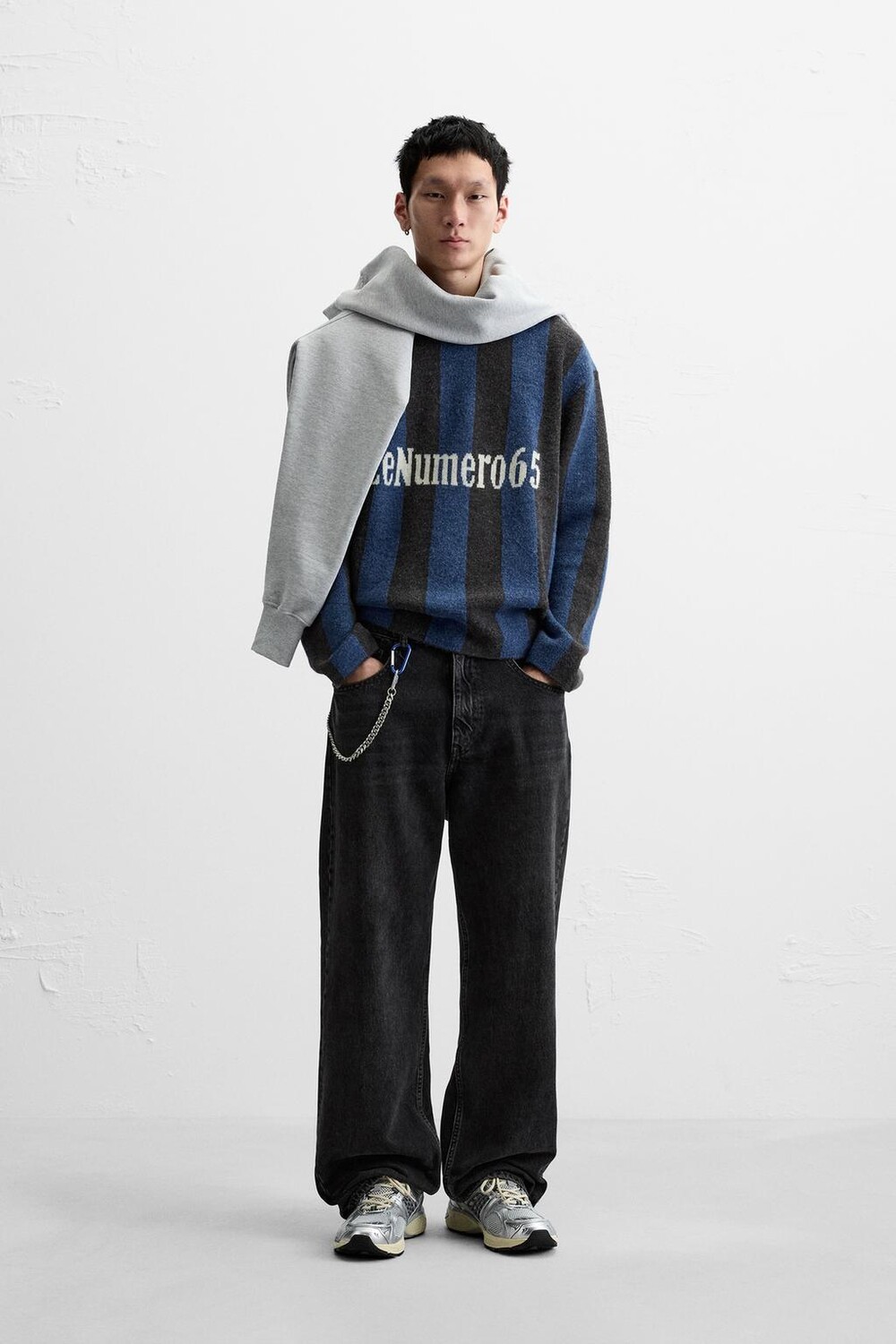 

Свитер с текстурными полосами ZARA, синий