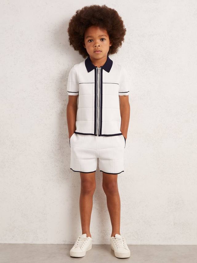 Детские шорты Barbor с вязаным узором и кисточками Reiss, White/Navy — фото 3