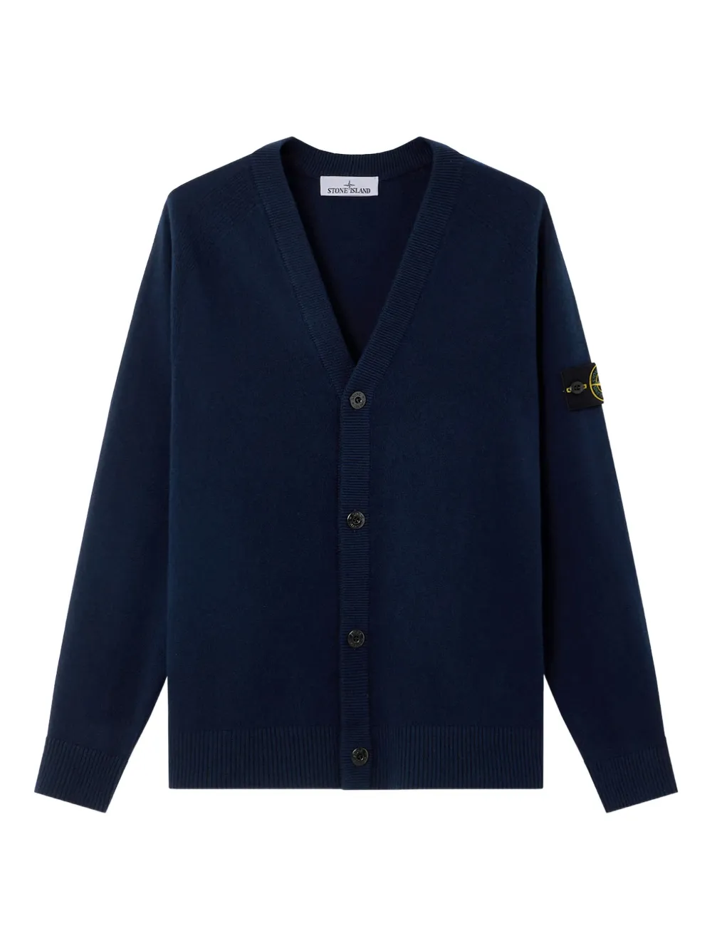 

Кардиган из чистой шерсти с V-образным вырезом Stone Island, синий