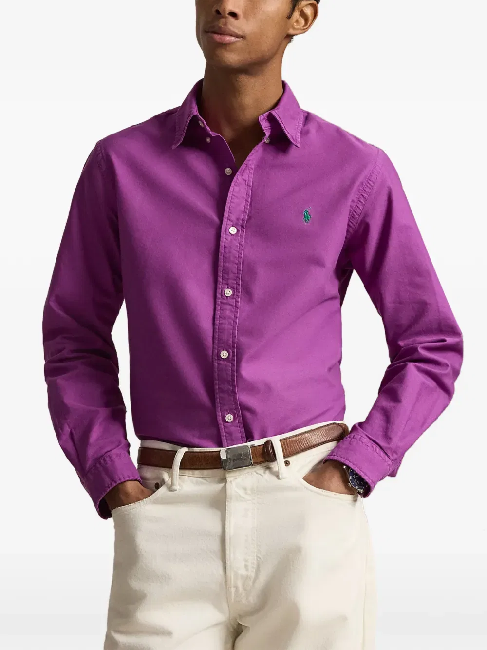 Рубашка с длинными рукавами на пуговицах Polo Ralph Lauren, фиолетовый — фото 3