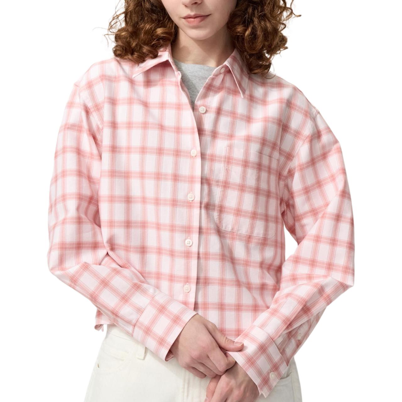 

Uniqlo Женская рубашка персикового и розового цвета с лацканами