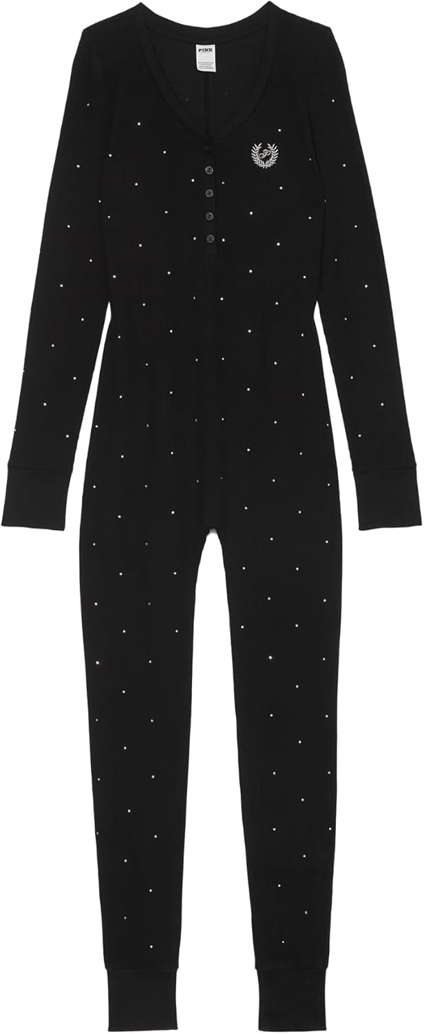 Victoria's Secret PINK термокомбинезон, пижамный комплект, одежда для сна для женщин (XS-XXL), Pure Black Bling — фото 3