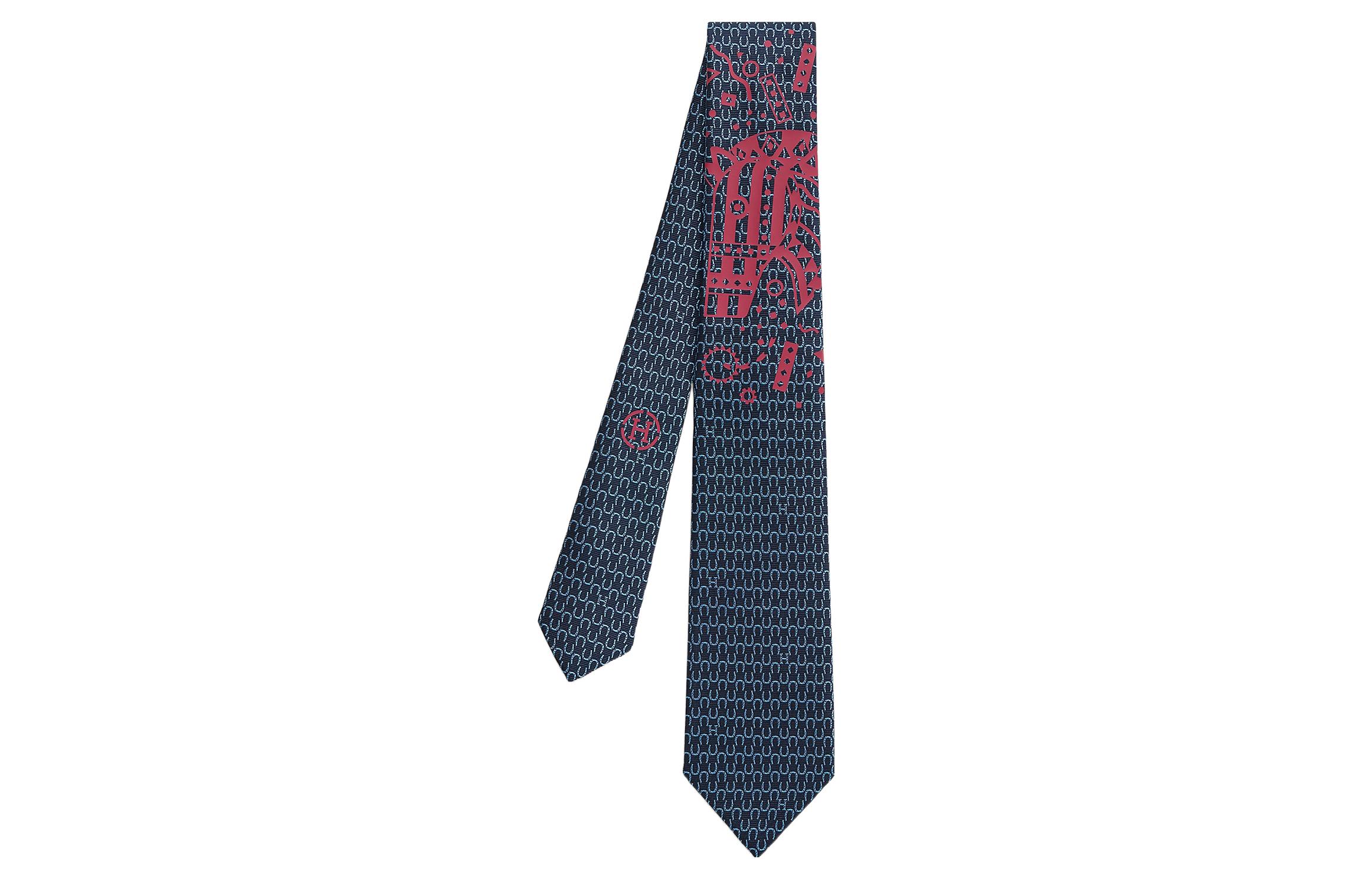 

HERMES Мужской галстук синий, Blue