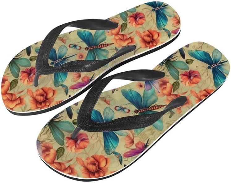 

Женские сандалии Semiouray с принтом граффити и бабочками, классические шлепанцы для пляжа, удобные шлепанцы, Vintage Dragonfly Floral