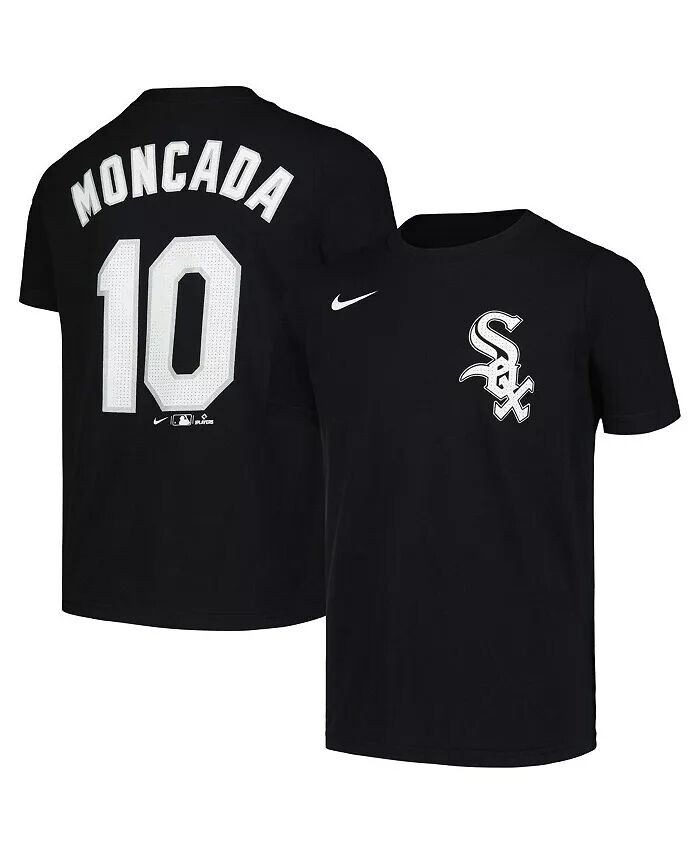 

Футболка Big Boys and Girls Yoan Moncada Black Chicago White Sox Home с именем игрока и номером Nike, черный