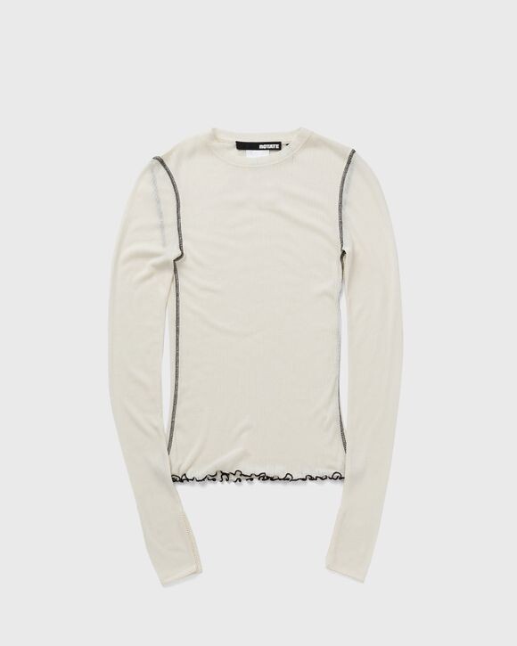 

Топ Rotate Birger Christensen Pointelle Longsleeve Top, ярко-белый