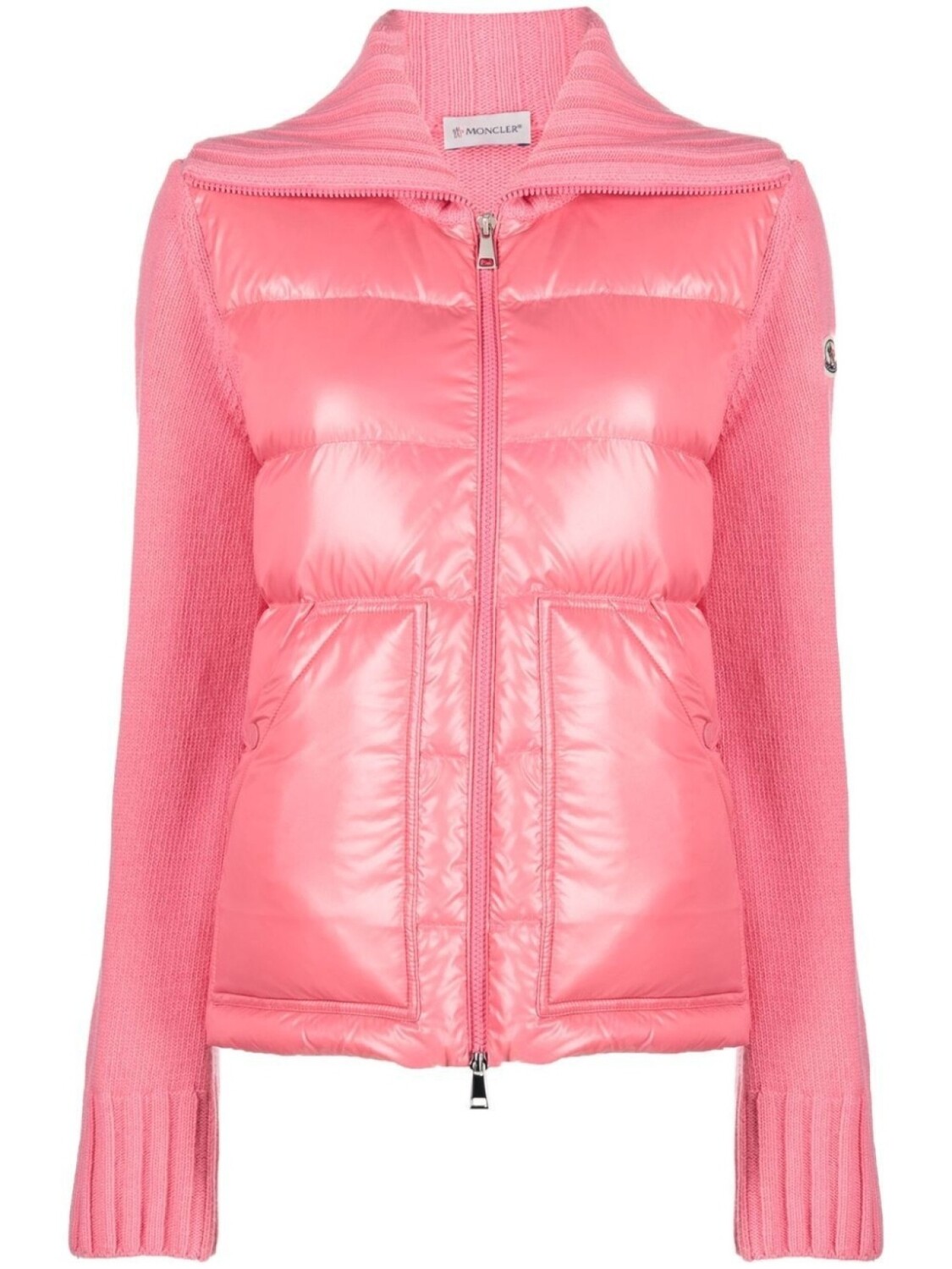 

Шерстяной кардиган с дутыми вставками Moncler, розовый