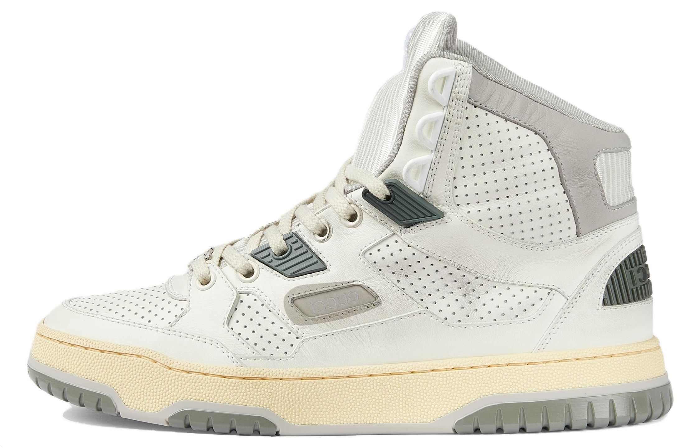 Женские кроссовки High Top 'Distressed Effect Off White' GUCCI, экрю