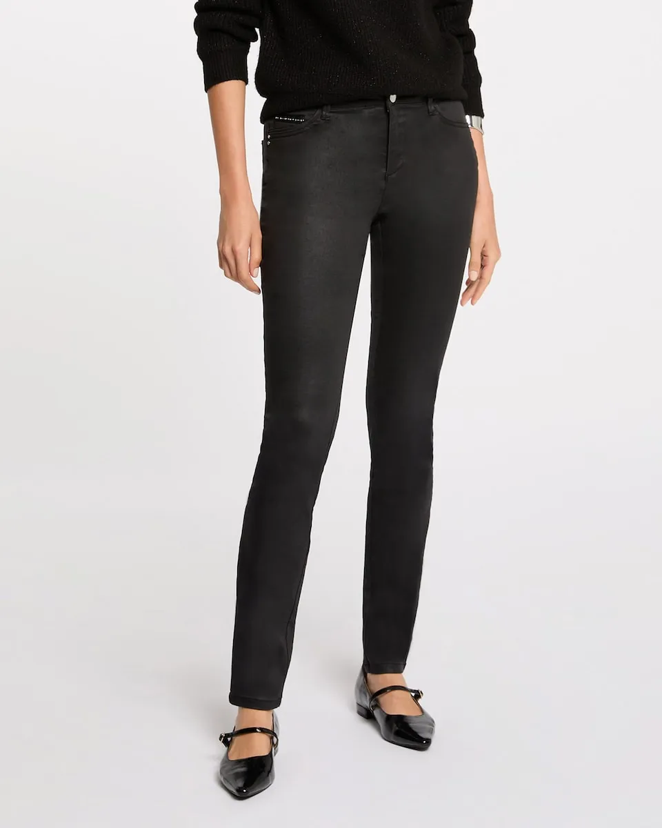 

Женские узкие брюки с эффектом мокрого материала Morgan, черный