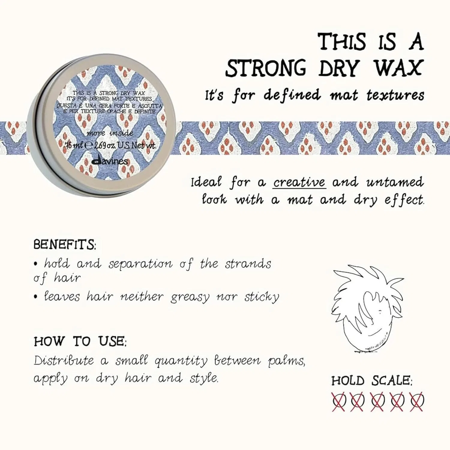 Сухой воск для волос сильной фиксации Davines More Inside Davines — фото 3