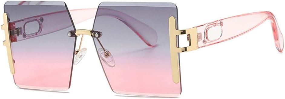 

Солнцезащитные очки MUTYNE большого размера без оправы для женщин и мужчин, модные винтажные солнцезащитные очки, роскошные розовые очки с защитой от УФ-излучения UV400, Gray Pink