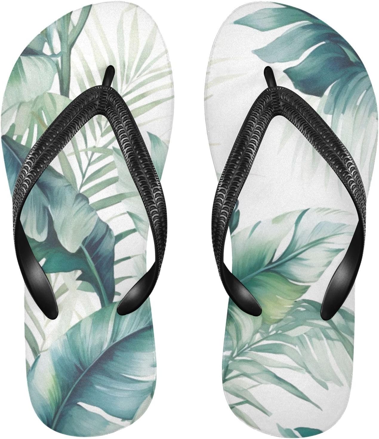 

Шлепанцы с рисунком пальм, пляжные летние повседневные сандалии для женщин и мужчин, тапочки для душа, размер XS Kfbe, Leaves
