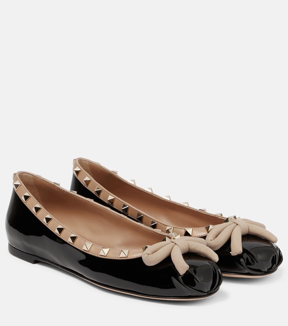 Лакированные балетки Rockstud Valentino Garavani, черный