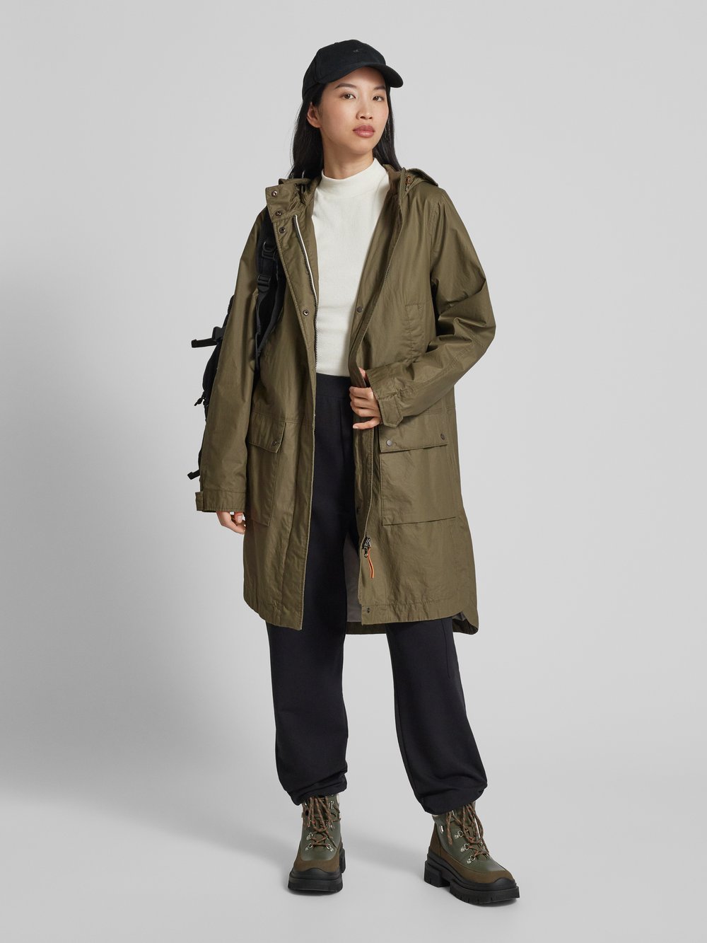 

Пальто с капюшоном camel active, хаки