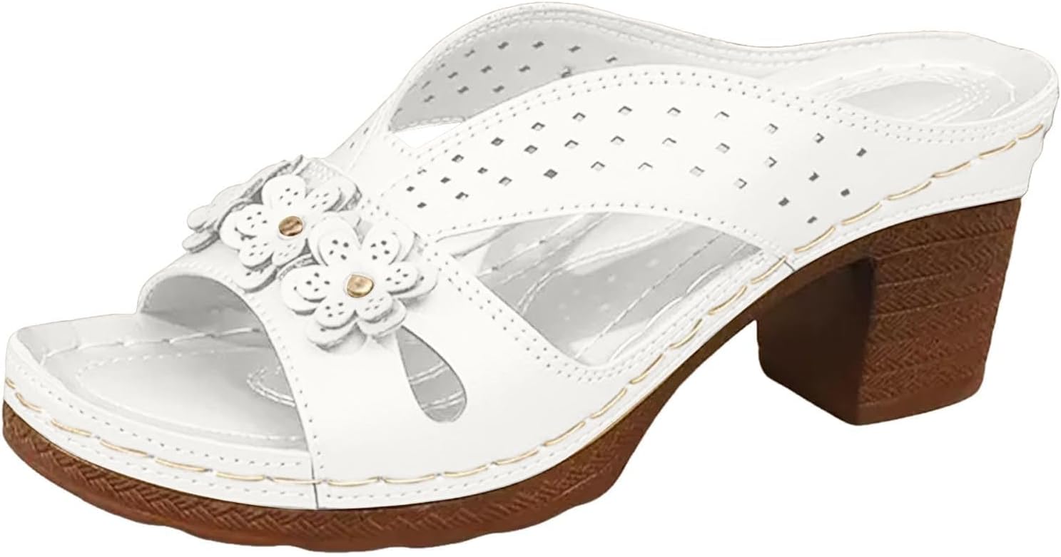 

Женские сандалии на массивной платформе с высокими каблуками, легкие с вырезами, повседневные летние мюли, тапочки на носок, свадебная и вечериночная обувь, летние удобные сабо с клиновидным каблуком и цветочным декором Generic, белый
