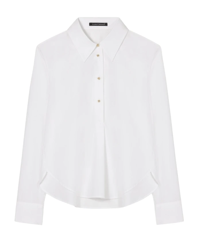 

Хлопковая туника-блузка с золотыми пуговицами Luisa Cerano, белый