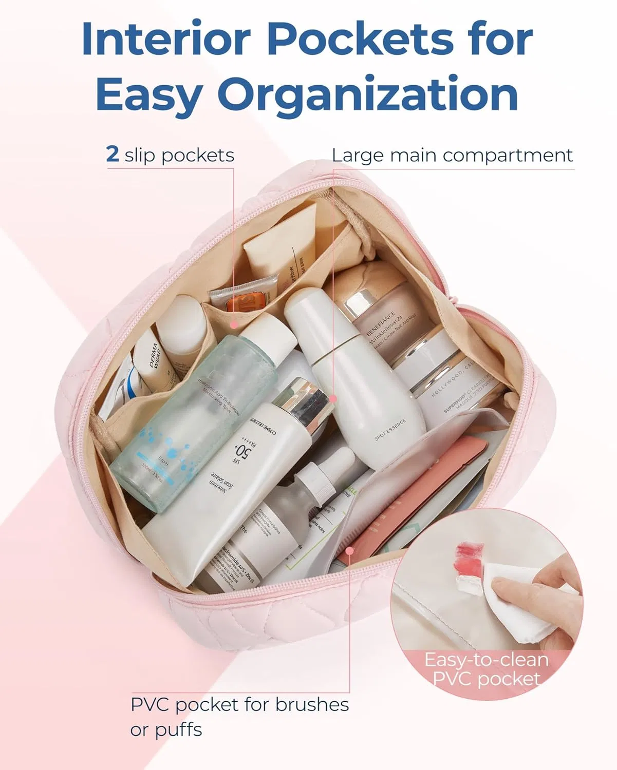 Косметичка-органайзер «Makeup Bag» с широким отверстием от BAGSMART Bagsmart, Black — фото 3