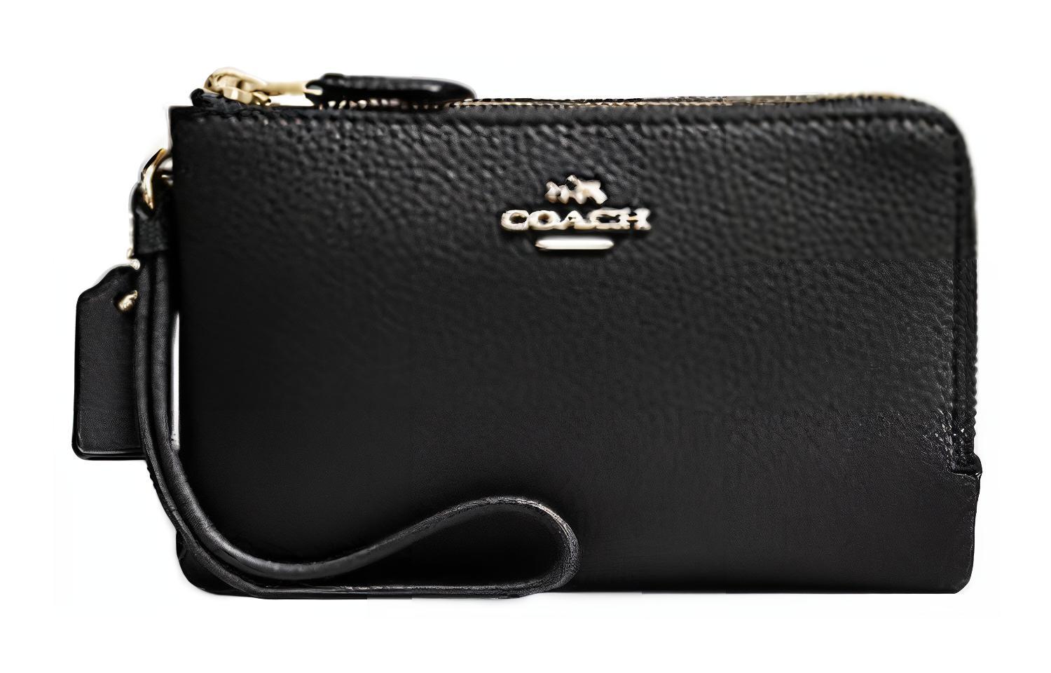 

Кожаный клатч маленького размера женский черный COACH