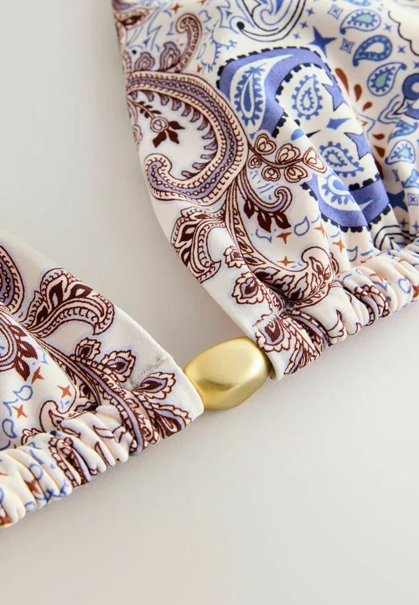 Топ-бикини треугольный Regular fit Next, cream blue paisley, кремово-голубой пейсли — фото 4