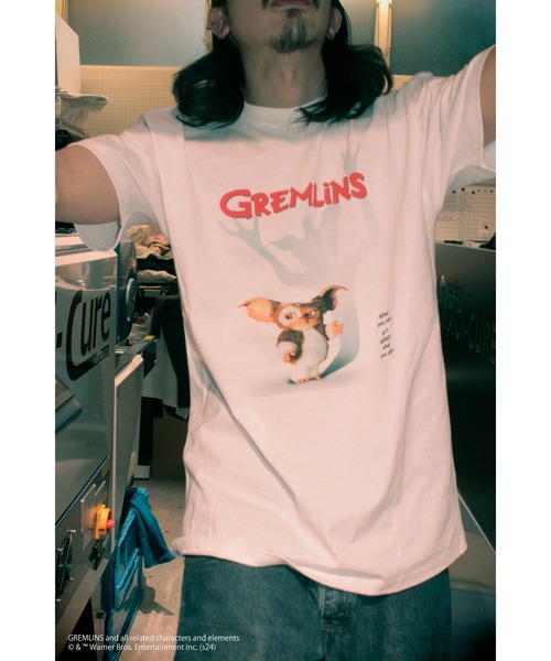 

Футболка с коротким рукавом, свободного кроя, пигментная отделка, винтажный вид, бренд Minius, принт "Гремлины", белый