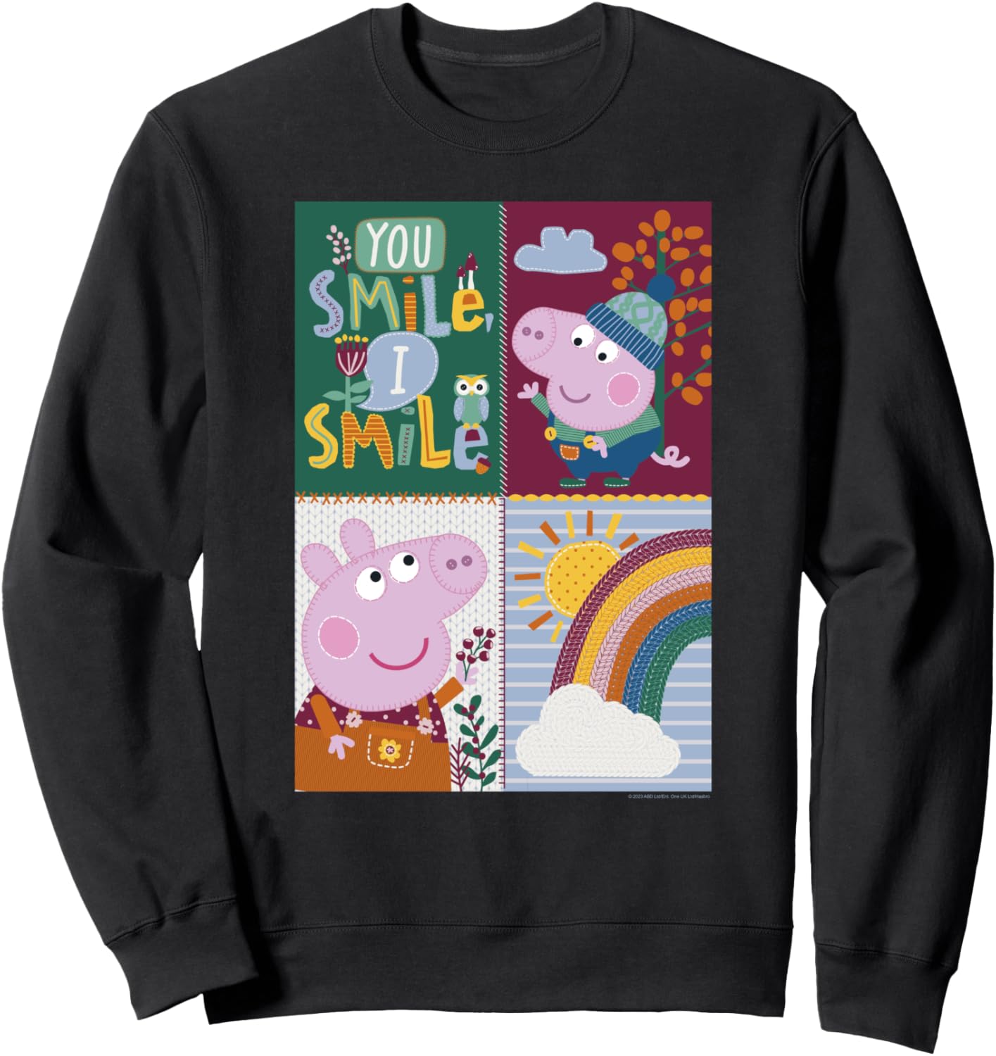 

Толстовка с вышитым портретом братьев и сестер из мультфильма «Свинка Пеппа»: «Ты улыбаешься, я улыбаюсь» Peppa Pig, черный