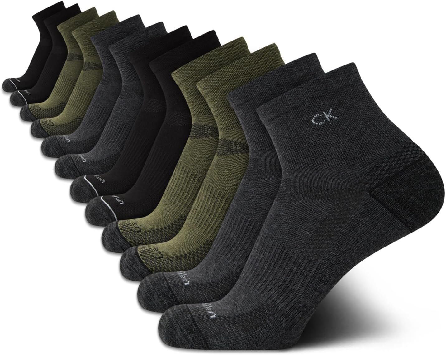 

Мужские носки Calvin Klein Quarter Socks - 12 пар мягких спортивных носков до щиколотки с мягкой подкладкой для мужчин, Dark Grey Heather
