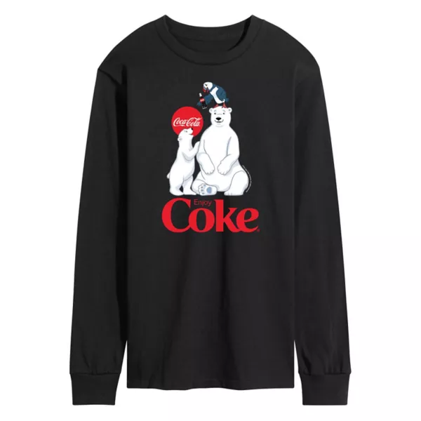 

Мужская футболка с длинным рукавом и принтом белых медведей Coca-Cola Licensed Character, черный