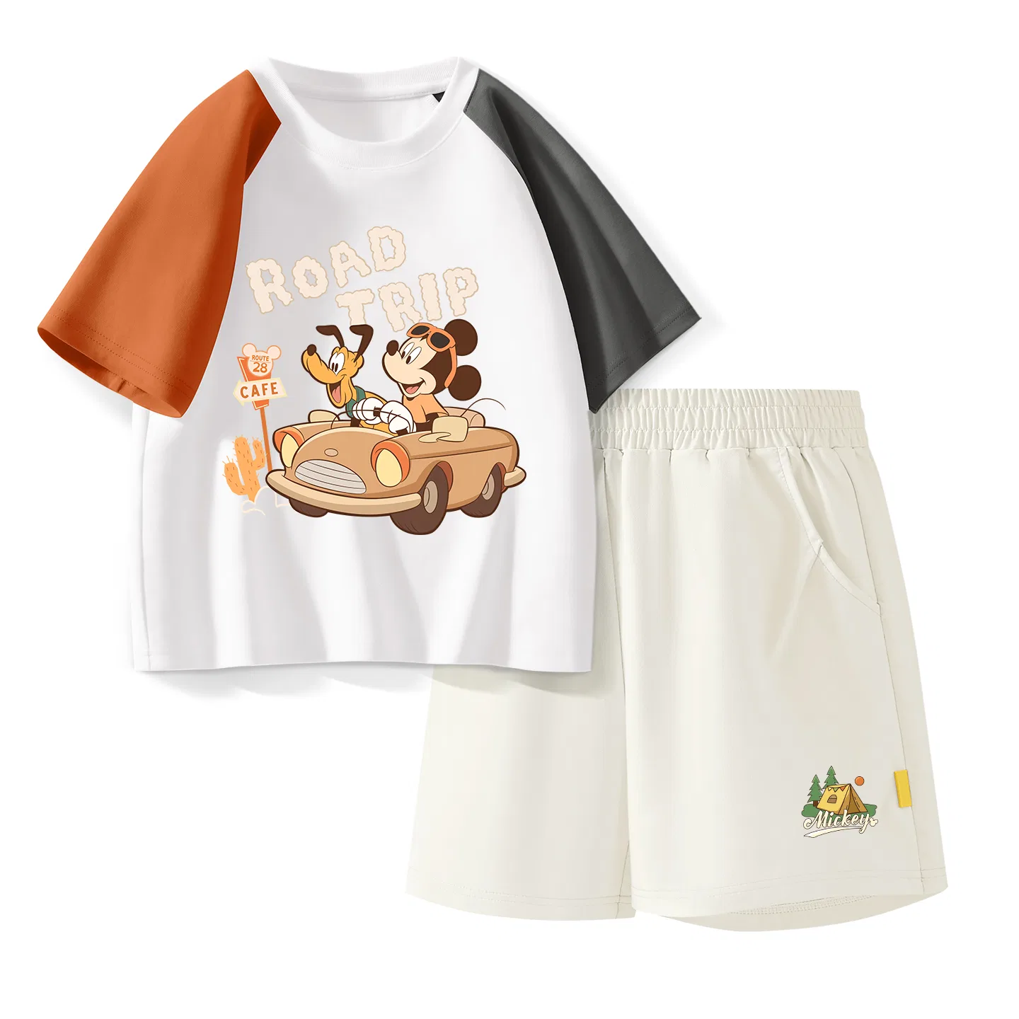 Детский спортивный костюм Casual Sportswear 2 Piece Set Disney, Di Happy Orange Gray+Di Tent K_Bottom Right Mist White