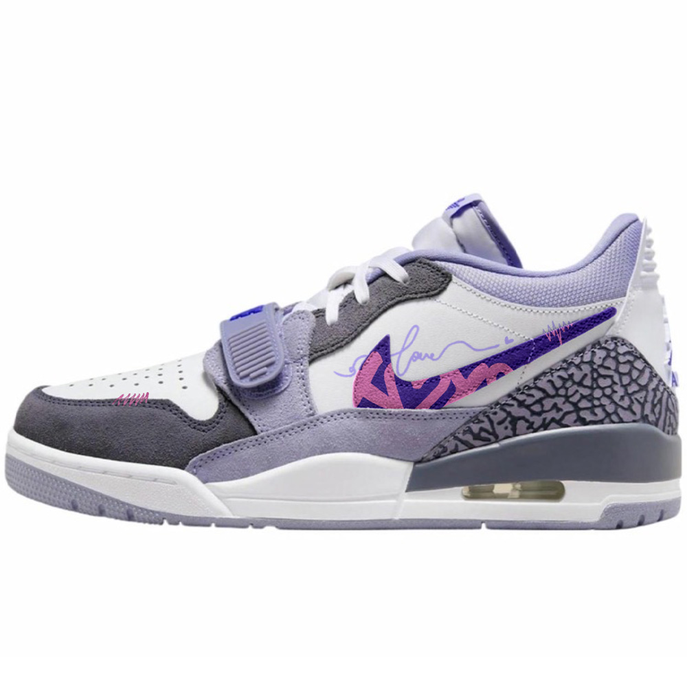 

Jordan Air Legacy Anti Gravity романтичные устойчивые к истиранию низкие детские повседневные кроссовки белый фиолетовый розовый unisex