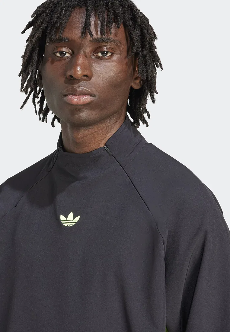 Куртка, тканая, Adicolor Woven Drill, Adidas, черный/зеленый — фото 4