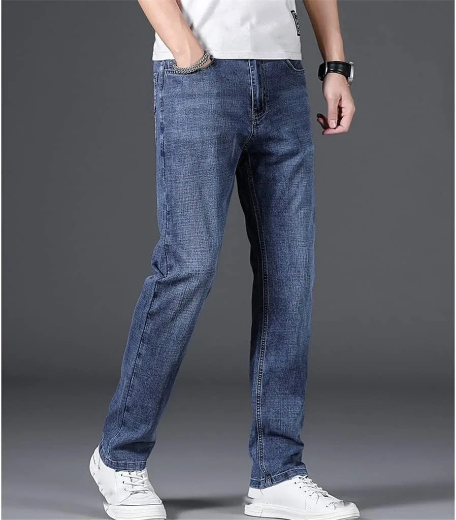 Джинсы прямые Classic Casual Cotton Elastic, Blue Gray — фото 2