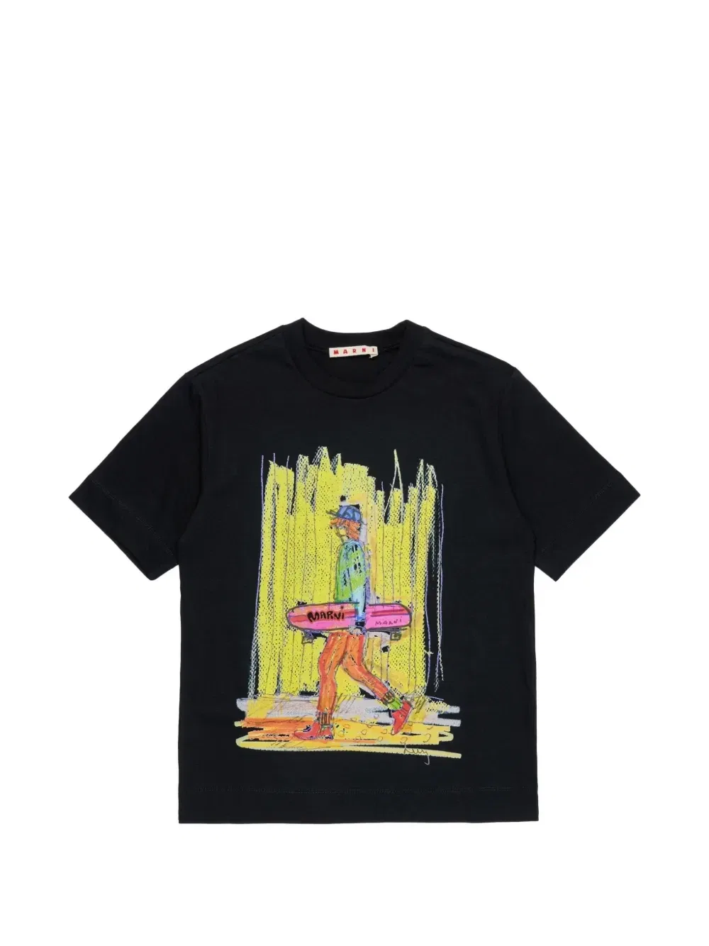 Футболка с графичным принтом Marni Kids, черный