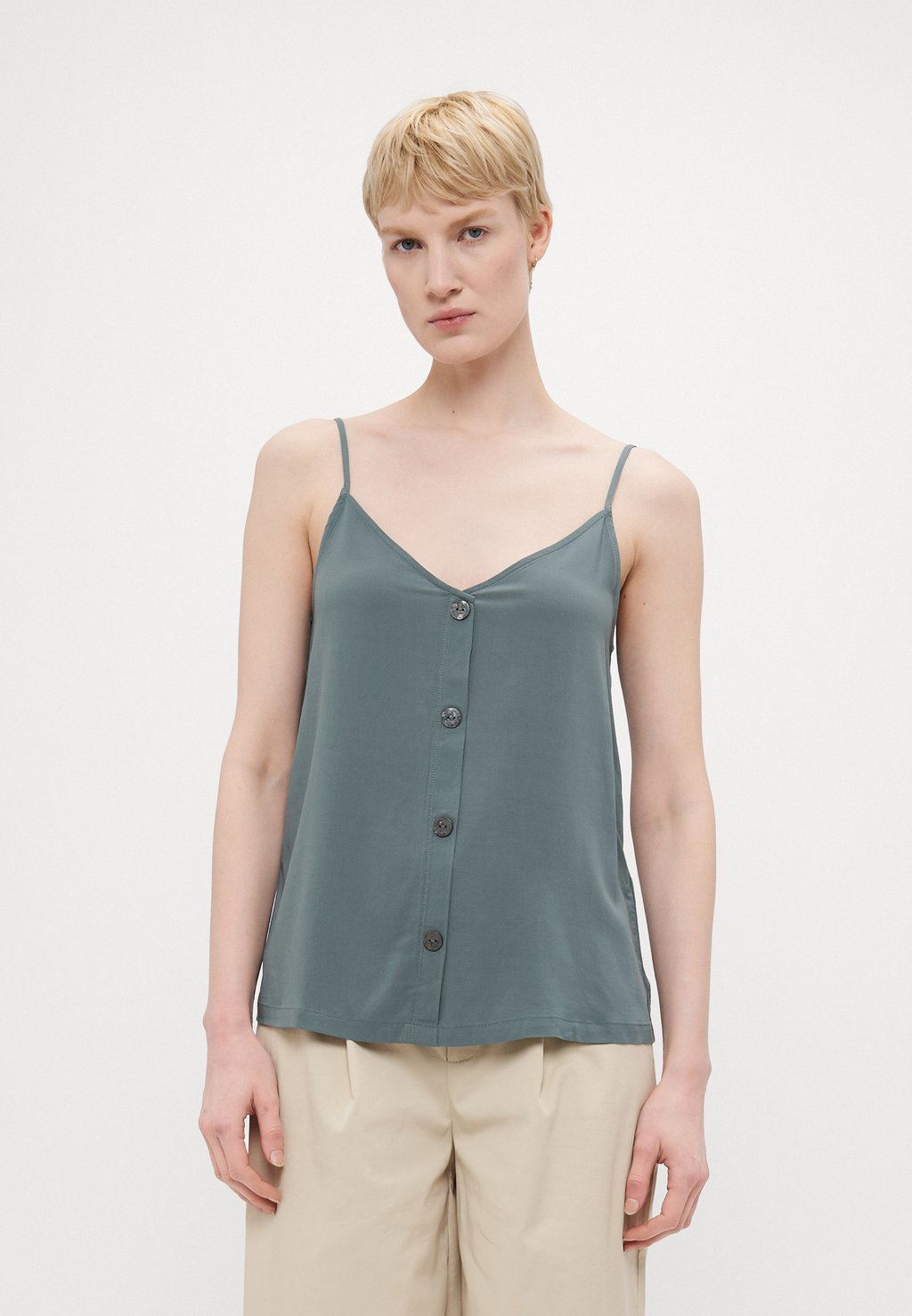 

Топ ONLNELLY LIFE BUTTON SINGLET SOLID ONLY Tall, зеленый