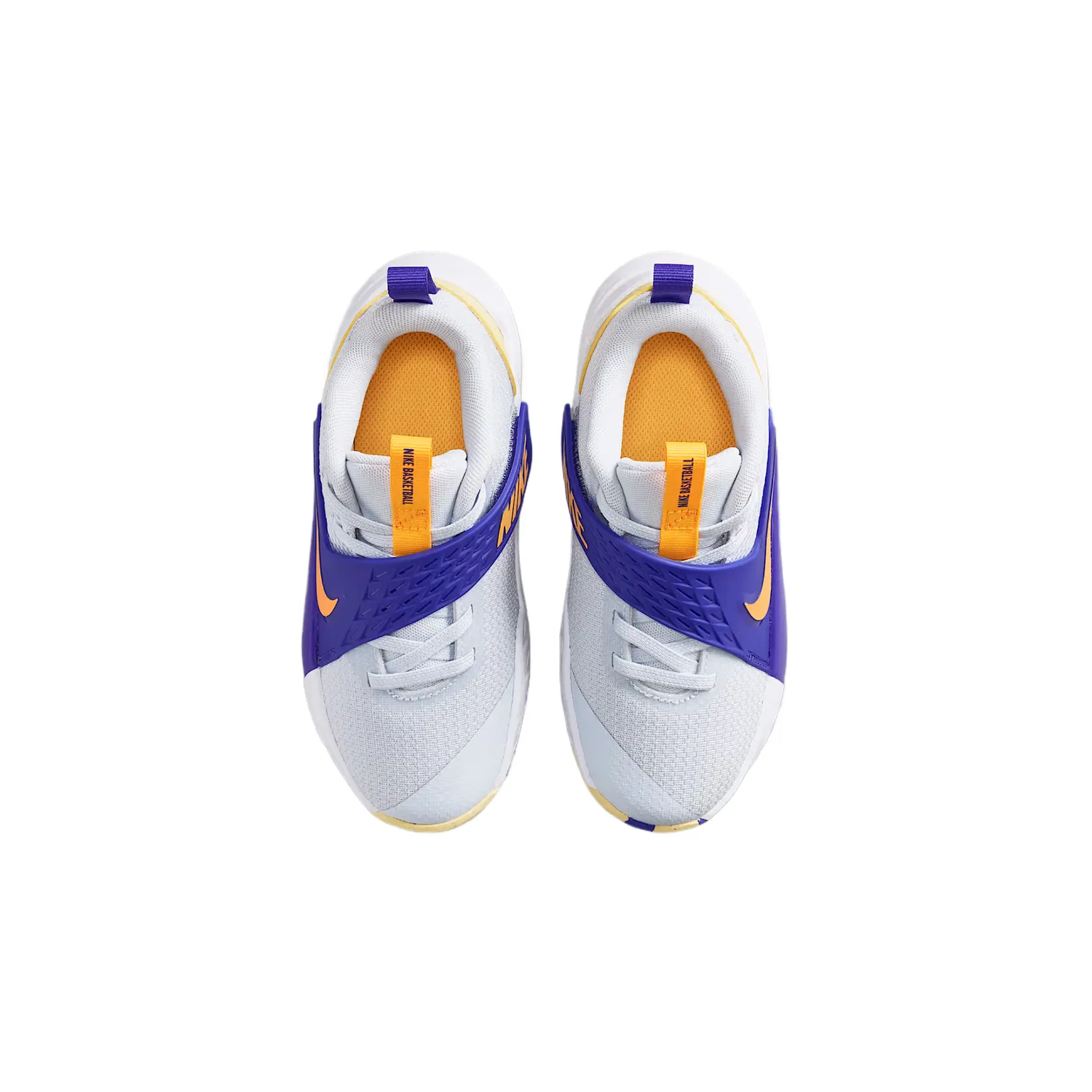 Кроссовки детские Team Hustle D 12 Mesh Breathable Low top Running Shoes Nike, Soccer Gray/Slate Blue/Soft Yellow/Laser Orange — фото 4