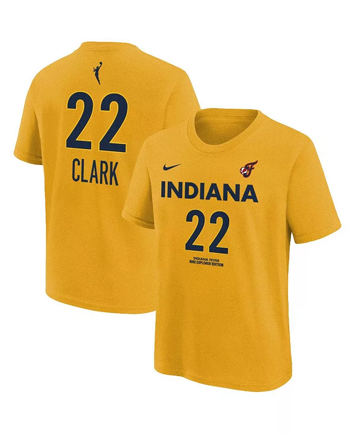 

Футболка с именем и номером Caitlin Clark Indiana Fever золотая для подростков Nike