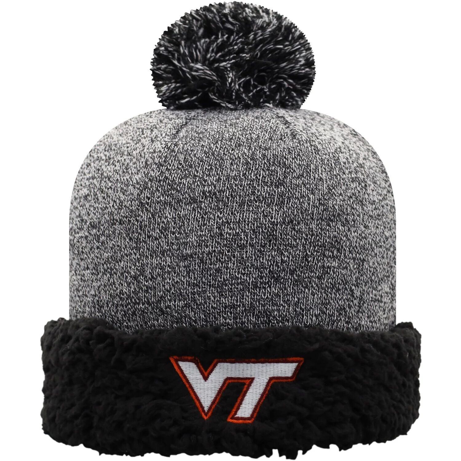 

Женская черная вязаная шапка Top of the World Virginia Tech Hokies с плотными манжетами и помпоном