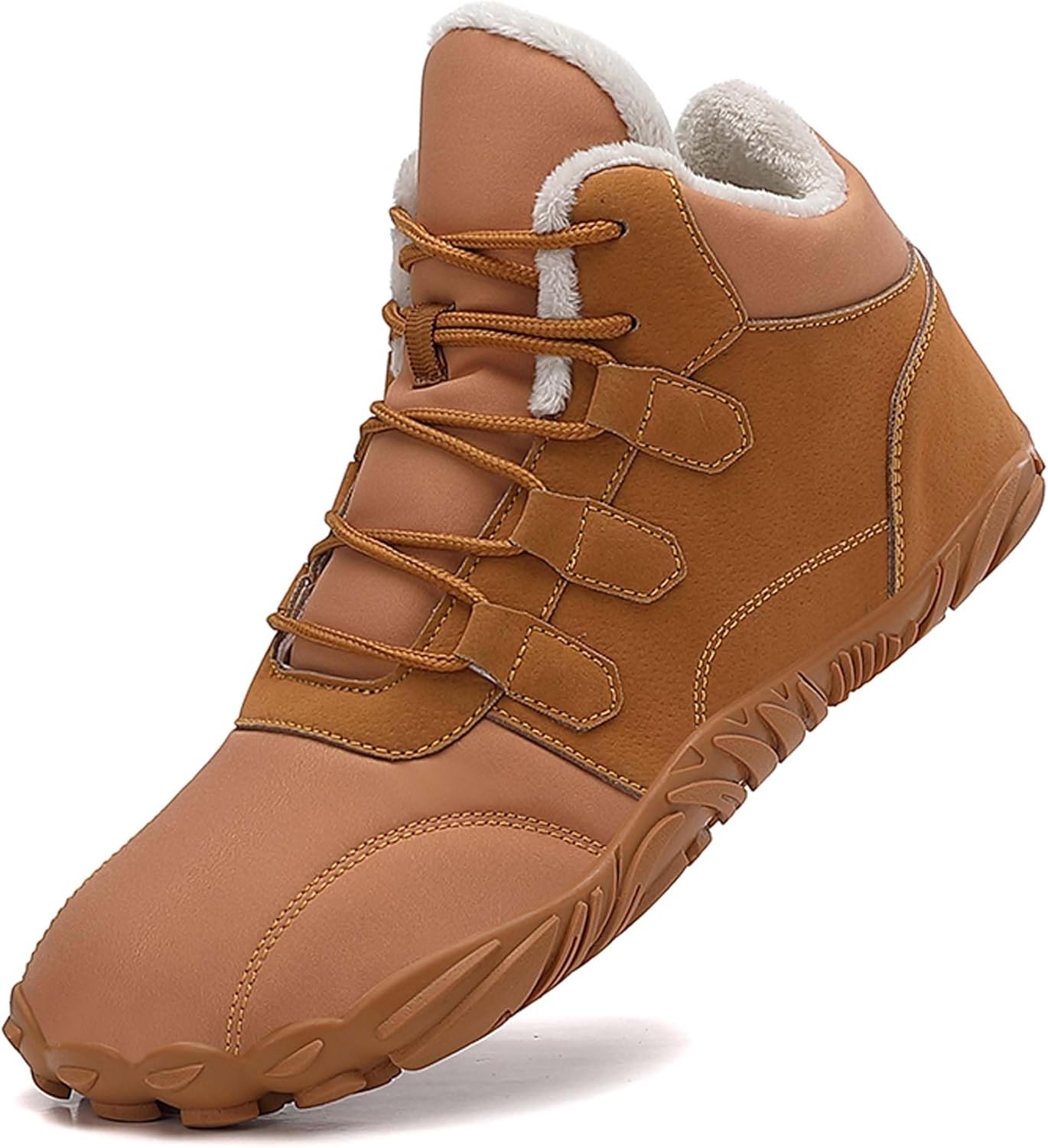 

Зимние походные ботинки для мужчин и женщин с голыми ногами, водонепроницаемые снежные ботинки с широкой носовой частью, минималистичные, с теплой меховой подкладкой, нулевая посадка, повседневные прогулочные кроссовки Generic, желтый