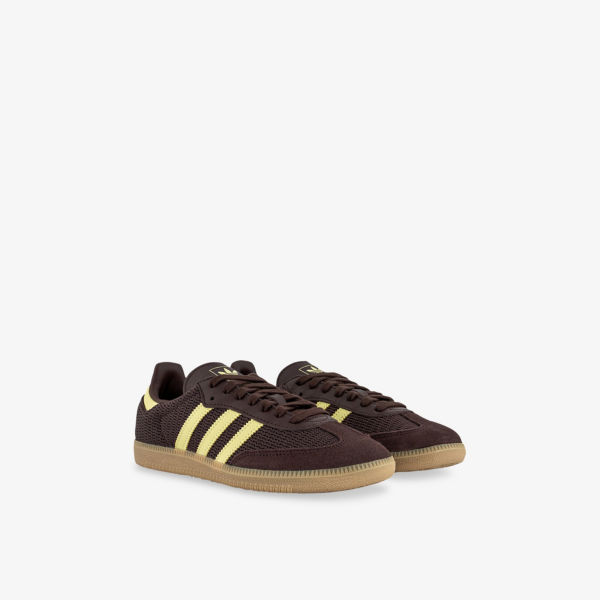 Кроссовки Adidas Samba OG из натуральной кожи, коричневый / салатовый — фото 3