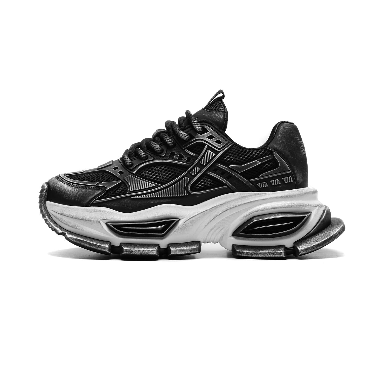

Meixi Износостойкие дышащие низкие массивные кроссовки мужские Black Silver, цвет Black Silver