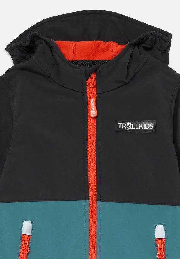 Куртка skjorta soft shell Trollkids, Stormy Blue/Black/Flame Orange — фото 3